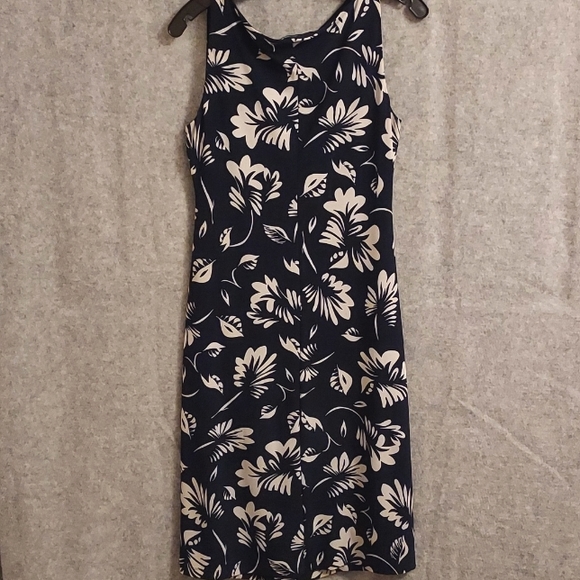 Lauren Ralph Lauren Dress Navy Blue and White Sleeveless Sheath - Picture 3 of 10